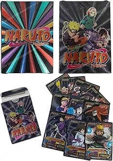 Kids Anime Unique Card game Desk Pack, Official Anime CCG Collectable Playing Foil Cards, Anime Merchandise Gift, Pack of 55 (Naruto Cards Black)