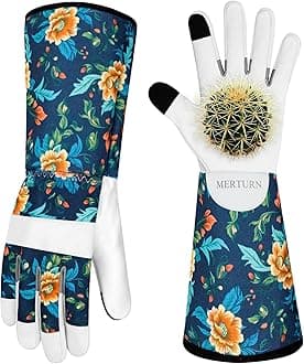 Leather Long Gardening Gloves for Women Thorn Proof Garden Gloves Yard Working Gloves