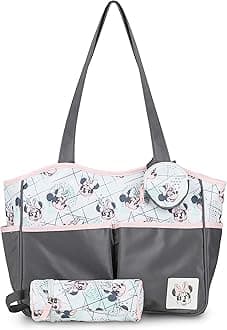 Disney Minnie Mouse 4-Piece Allover Print Diaper Bag Set - Gray, one Size