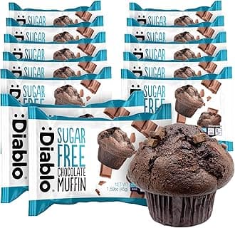 Diablo Sugar Free Chocolate Muffin Cupcake - Sweetened with Maltitol, Halal & Kosher Approved, Sugar Free Snacks - Perfect for Gifting, Birthdays, Special Occasions - 45g Each, Pack of 12