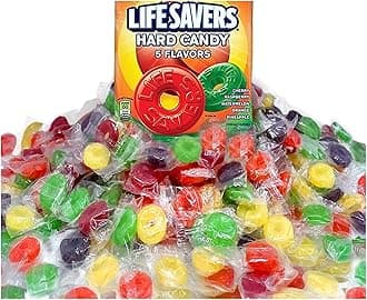 Life Savers Hard Candy 5 Flavors - 2 lbs of Candy - Individually Wrapped - Cherry, Watermelon, Orange, Pineapple, and Raspberry - Perfect for Stocking the Pantry