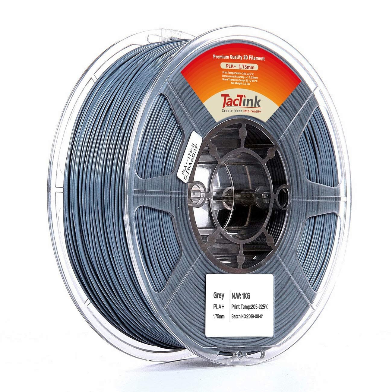 Tactink 1.75mm Grey PLA PRO (PLA+) 3D Printer Filament 1KG Spool (2.2lbs), Dimensional Accuracy +/- 0.03 mm, Gray