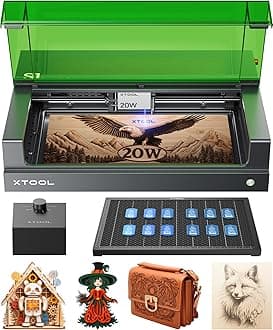 xTool S1 20W Enclosed Laser Cutter and Engraver Machine, with Air Assist & Honeycomb, 419*319mm for Batch Process, 600mm/s Laser Cutting and Engraving Machine for Wood, Metal, Acrylic, Glass, Leather