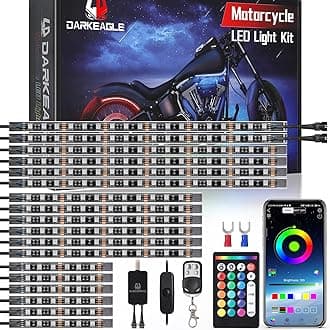 18PCS Motorcycle RGB LED Light Kit with Brake Turn Signal, Multicolor Underglow Lights with APP/RF Remote, Neon Accent Lights Dual Zone Waterproof 12V for Touring, Bagger & Large Cruiser Motorcycle