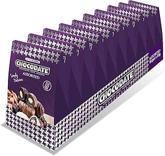 Chocodate Assorted Chocolate Coated Dates with Roasted Almonds, Bite Size Snack, Gluten-Free - 33g x 10