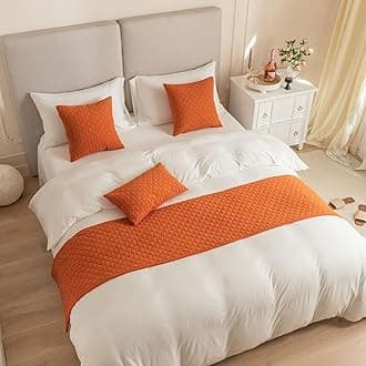 Eseriallen Bed Runner King Size,Orange Bed Runner For of Luxury Hotel Grade 180X45cm for 1.2m Bed