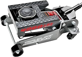 Powerbuilt 2 Ton Triple Lift Floor Jack, Lifts Cars, Trucks, Motorcycles, ATV's, Transmissions, Tie-Down Loops, Locking Safety Bar - 620422E, Silver