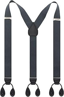 Timiot Y Back Button 1.4" Suspenders for Men with Stylish Leather Button Ends Durable Long Lasting Stretch Ultimate Fashion
