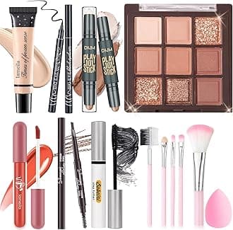 YBUETE Makeup Set Kit for Women Girls Teens, Makeup Present Set, Includes 9 Color Eyeshadow, Counter Stick, Foundation, Eyebrow Pencil, Eyeliner, Mascara, Lip Gloss, 5Pcs Brushes, Sponge