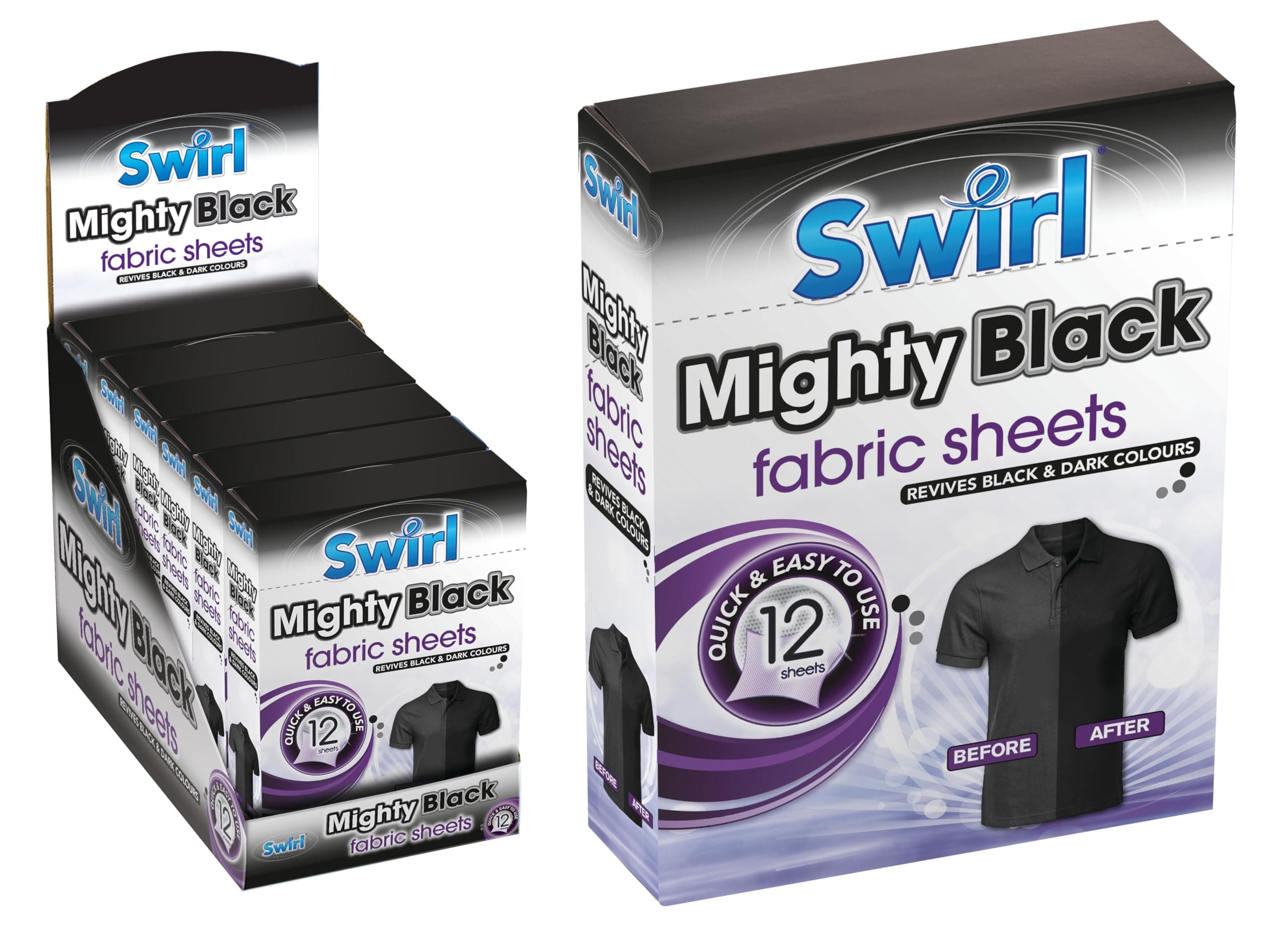 Swirl Mighty Black fabric Sheets x 12