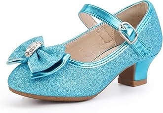 PANDANINJIA Girls Toddler/Little Kid Jada Dress Mary Jane Pumps Bow Low Heels Party Wedding Princess Shoes