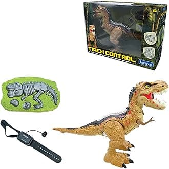 RC Tyrannosaurus Control, Realistic dinosaur, Articulated movements, Roars, Smoke spitting, Light effects, Rechargeable, Fossil and hand-held remote controls included, DINO02