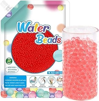 140,000 Red Water Beads, Transparent Water Gel Beads for Vase Filler, Christmas Decoration, Wedding Centerpiece, Floating Candles, Planting, Floral Decoration