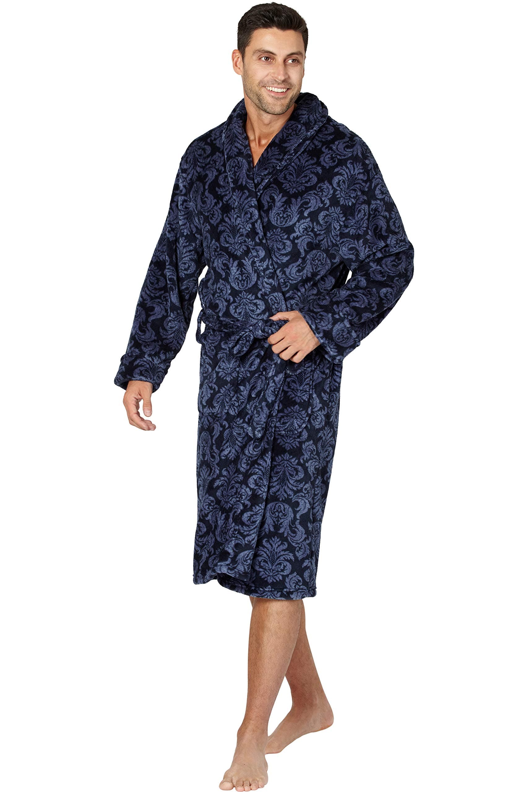 Men's Paisley Corel Robe, Navy