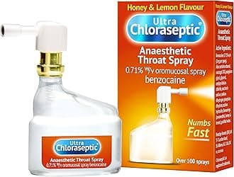 Ultra Chloraseptic Anaesthetic Throat Spray, 15ml, Honey & Lemon Flavour, fast acting relief for sore throat pain