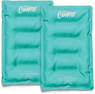 Cool Coolers by Fit & Fresh 2 Pack XL Soft Ice Packs for Cooler, Flexible Stretch Nylon, Lunch Box Ice Packs, Large Reusable Freezer Packs, Teal