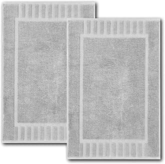 White Classic Luxury Bath Mat Floor Towel Set - Absorbent Cotton Hotel Spa Shower/Bathtub Mats [Not a Bathroom Rug] 22"x34" | 2 Pack | Dolphin Grey
