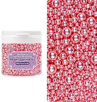 Edible Rose Gold Pearl Sugar Candy Sprinkles, Mix Size, 4.58oz, Sprinkles for Cupcake Decorating, Baking Cake Decorations, Wedding Party Valentines Easter Supplies