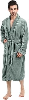 NY Threads Luxurious Men's Shawl Collar Fleece Bathrobe Spa Robe
