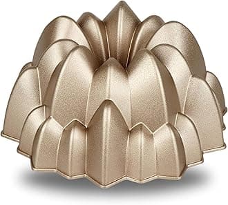 Baker's Secret Nonstick Bundt Cake Pans, Perfect for Bundt Cakes, Fluted Tube Cake Pans, 2 Layers Non-stick Coating For Easy Release, Cake Pan - Cast Aluminum Collection (Cascade)