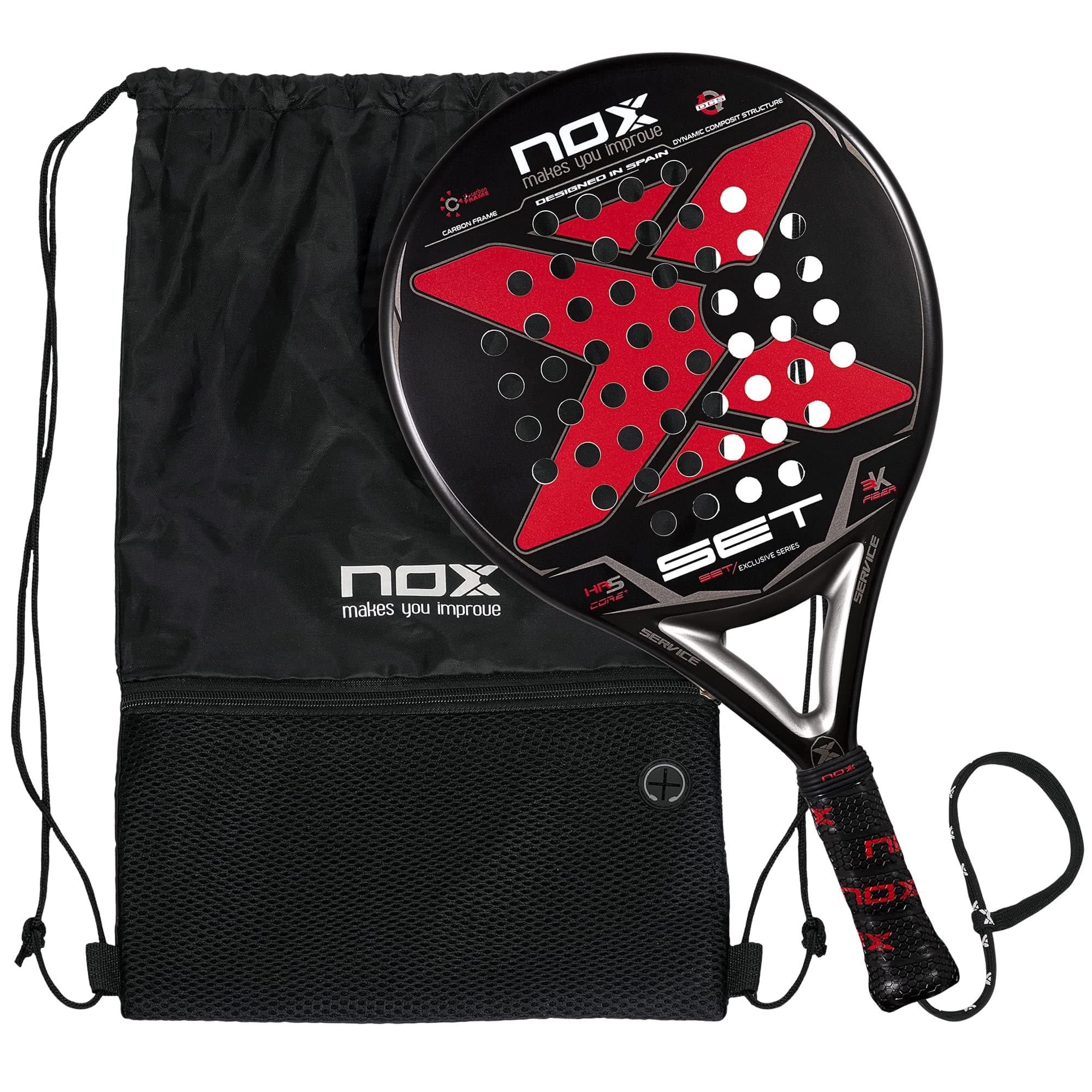 NOX Padel Racket Set – Exclusive Series, Black – Red, Standard (Amazon Exclusive Set 22)