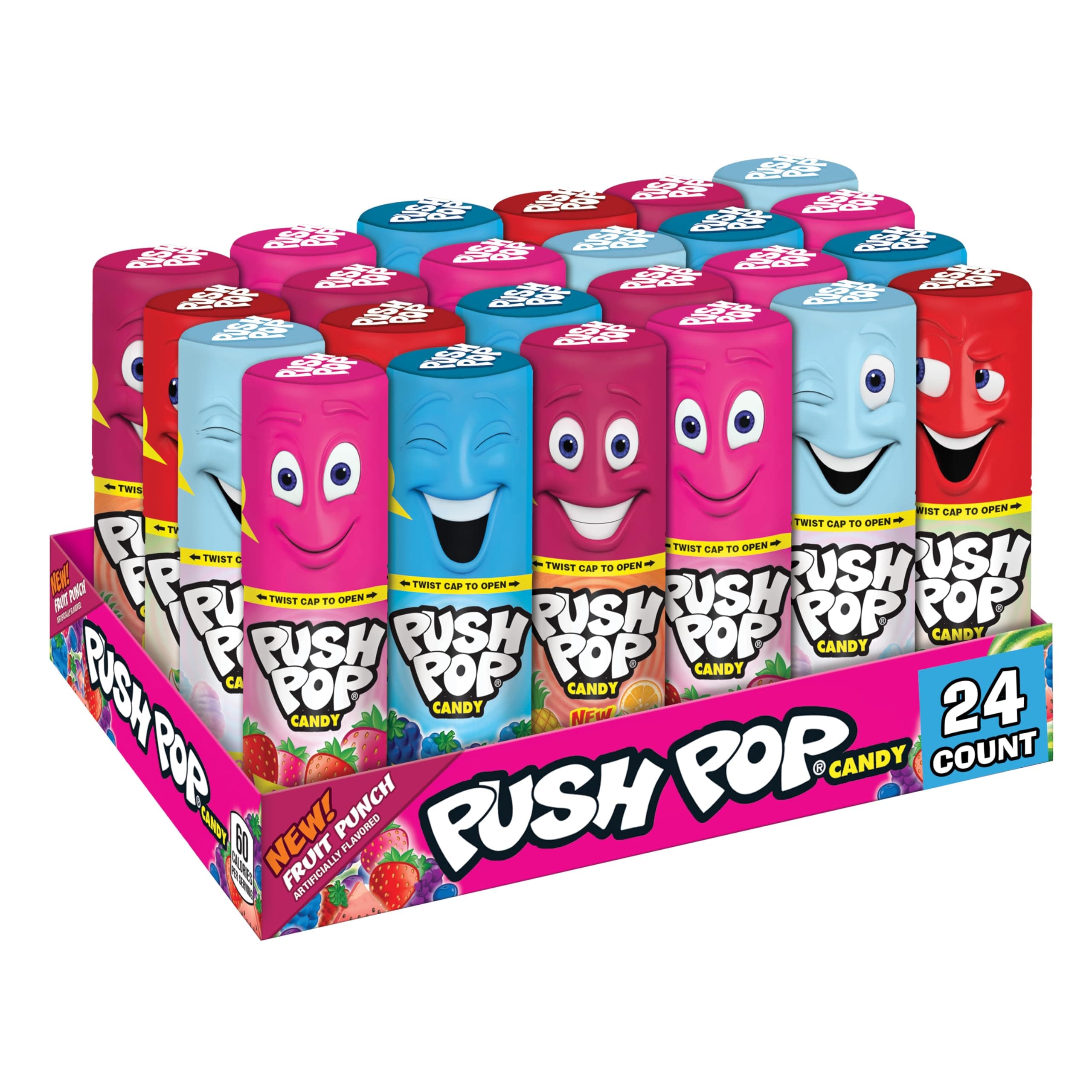 Push Pop Easter Candy Variety Pack, 24Ct Bulk Individually Wrapped Lollipops in Assorted Flavors, Full Size, Fun Hard Candy For Birthday Parties, Easter Basket Stuffers, Egg Fillers, Party Favors