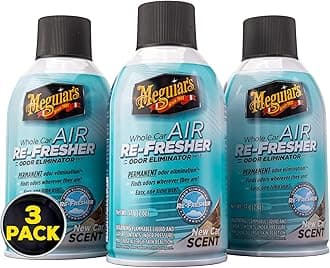 Meguiar's Whole Car Air Re-Fresher,Odor Fighting Mist, Fights Off Strong Vehicle Odors,Air Freshener, New Car Scent - Three 2 Oz Spray Bottles