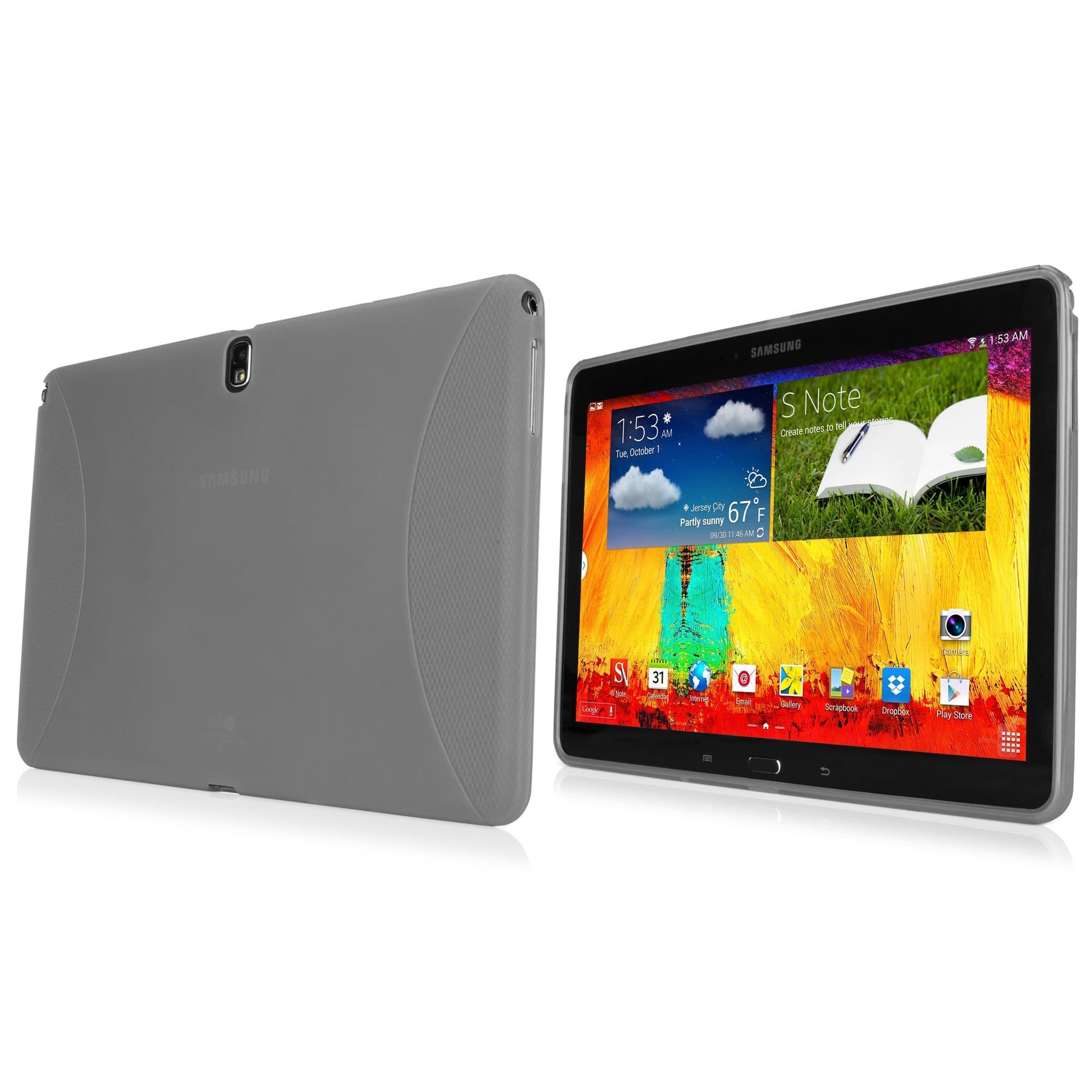 Galaxy Note 10.1 (2014) Case, BoxWave® [FlexSuit] Flexible, Fingerprint Resistant Soft Case for Samsung Galaxy Note 10.1 (2014) - Smoke Grey