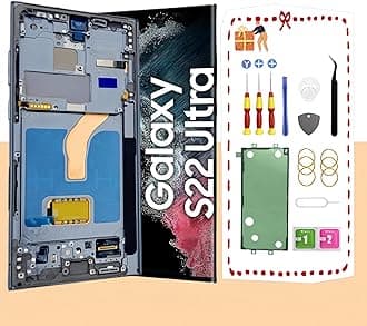 OLED for Samsung Galaxy S22 Ultra 5G LCD Display Screen Assembly Replacement for Samsung S22 Ultra Touch Digitizer Screen with Frame Toolkits S908U S908A US Version(Green)