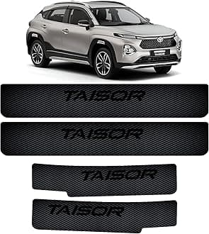 Toyota Taisor Door Sill Protector – 4pcs Carbon Fiber Anti-Scratch Entry Guard Sticker with Glossy Taisor Logo – Waterproof, Precut, Easy Install – Taisor Accessories
