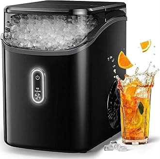 Nugget Ice Maker Countertop, Pebble Ice Maker with Soft Chewable Ice, One-Click Operation Ice Machine with Self-Cleaning, 33lbs/24H for Home,Kitchen,Office