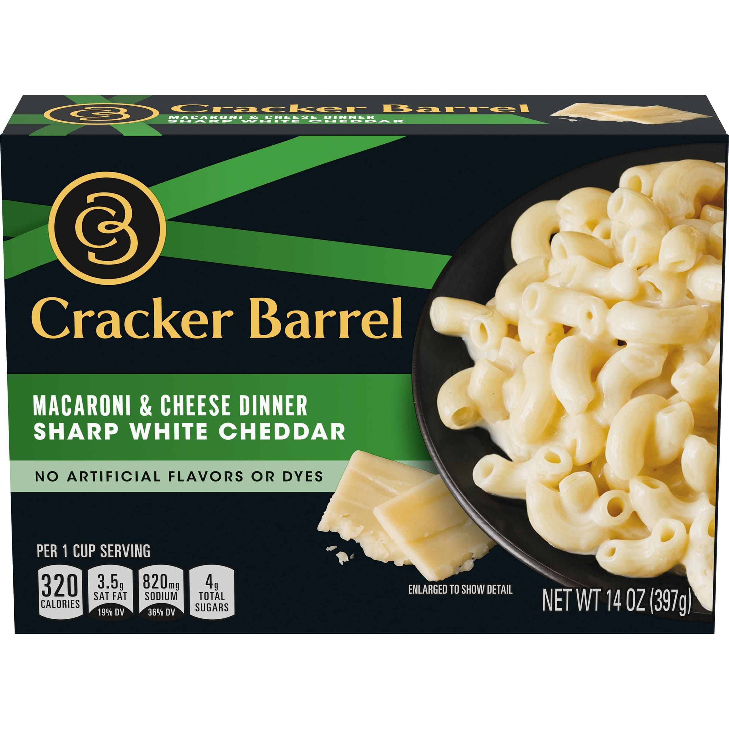 Mac and Cheese, 1 Box, for Easy Dinner or Dinner Sides, Sharp White Cheddar Flavor, No Artificial Flavors or Dyes, 14 oz