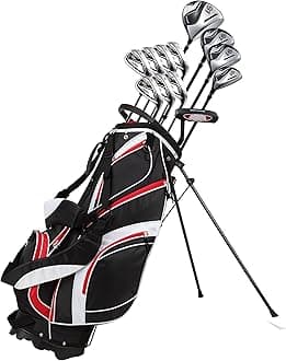 Precise S7 Men's 18-Piece Complete Golf Club Set – Titanium Driver, Fairway Woods, Hybrid, 5-SW Irons, Putter & Stand Bag, Right Handed