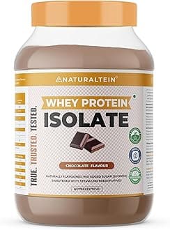 NATURALTEIN Natural Whey Protein Isolate Chocolate – 1 kg | 30 g Serving – 24 g Protein | Naturally Flavoured, Non-GMO | No Artificial Sweeteners | Smooth, Light & Easy to Digest