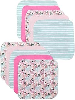 Spasilk 10-Piece Washcloth Set for Newborn Boys and Girls, Soft Terry Baby Washcloths, Baby Essentials, Pink Coral