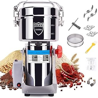 750g Electric Grain Mill Grinder, 304 Stainless Steel Flour Mill, 2800W High Speed Spice Grinder, Electric Grain Mill for Dry Wheat, Oats, Corn, Pepper and Coffee Beans