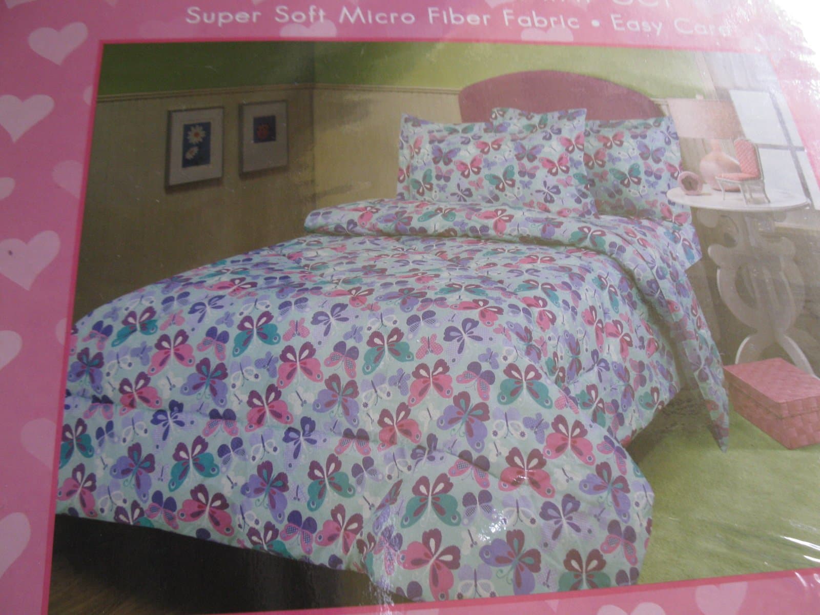 Dream Diva Twin Reversible Comforter Mini Set - 2 Piece Reversible Twin Comforter Set- Butterflies