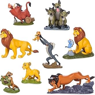 Disney Store Official The Lion King 30th Anniversary Deluxe Figurine Playset, 8 Pc., Action Figure Set Includes Mufasa with Zazu, Simba, Timon & Pumbaa and More