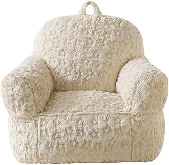Toddler Chair, Kids Sofa Plush Bean Bag Chair, Kids Armchair Toddler Sofa, Lightweight Children Sofa Chair, foil-Stamped Stars, Fluffy and Cozy (White Gold)