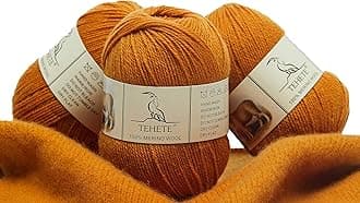 TEHETE 100% Merino Wool Yarn for Knitting 3-Ply Luxury Warm Soft Lightweight Blue Crochet Yarn (Ginger)