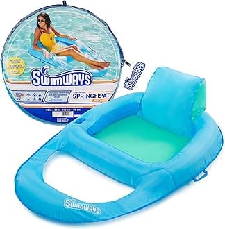 Spring Float Premium Recliner Pool Lounger, Inflatable Pool Floats Adult with Fast Inflation for Ages 15 & Up, Sky Blue