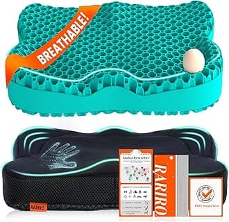 Thickened Gel Seat Cushion, Egg Gel Chair Pads for Wheelchair Pressure Coccyx Sciatica Pain Relief, Cooling Desk Seat Cushion for Kayak, Car, Office Chair Long Sitting[Green-2.75"]