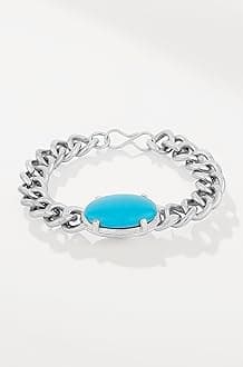 Bollywood Inspired Turquoise Bracelet for Men Silver Chain Bracelet Men's Jewelry for Gifting