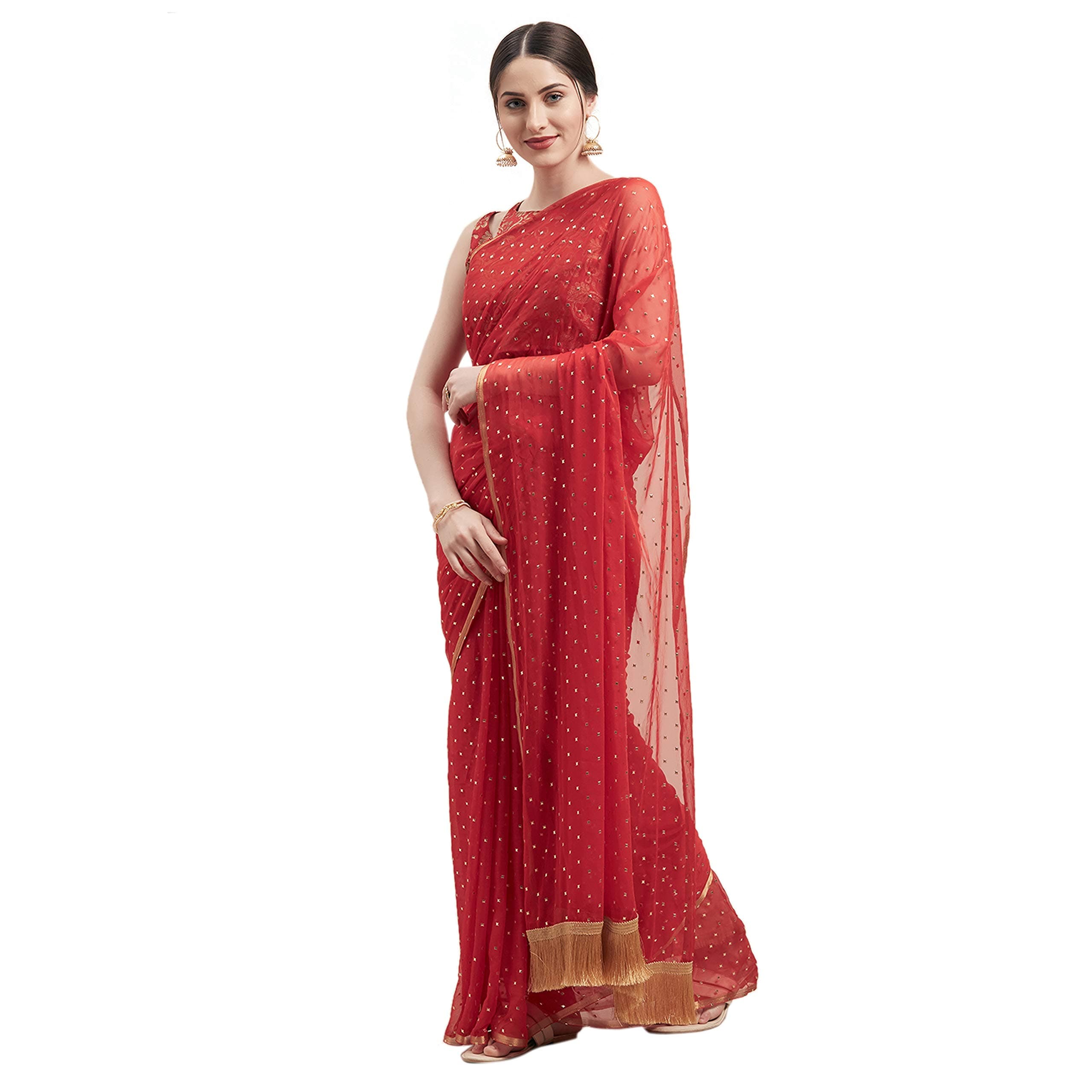 Women's georgette with blouse piece Saree