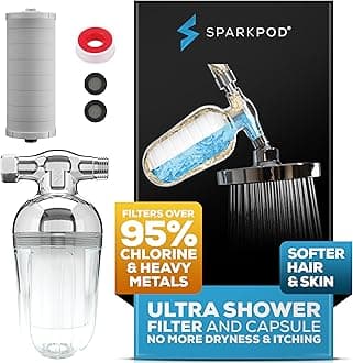SparkPod Ultra Shower Filter- Shower Head Water Filter & Cartridge- 150 Stage Equivalent, Removes Up to 95% of Chlorine, Heavy Metals for Soft Hair and Skin (Chrome & Transparent, V2 Improved Design)