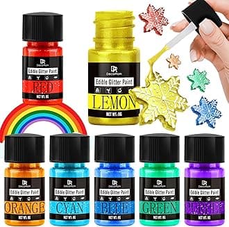Edible Glitter Paint - Rainbow Color Metallic Edible Cake Paint for Cake Decorating, Cupcakes, Drinks, Fondant - Iridescence Food Grade Decorative Paint Liquid Luster Dust for Cocktail, Candy, Donuts