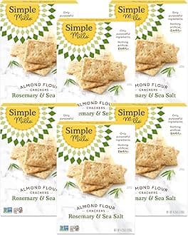 Almond Flour Crackers, Rosemary & Sea Salt, Gluten Free, Flax Seed, Sunflower Seeds, Corn Free, Good for Snacks, Made with whole foods, 6 Count (Packaging May Vary)