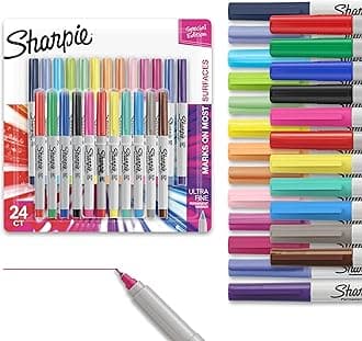 Color Burst Permanent Marker Set, Ultra-Fine Tip Markers, 24 Count - Writing, Drawing, Artist, School, Teacher Supplies