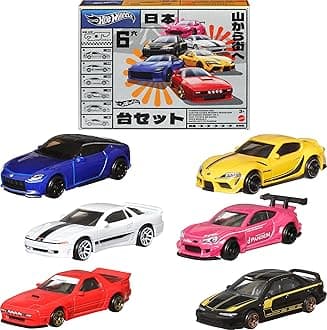 Car Culture Premium Toy Car 6-Pack, Set of 6 Die-Cast 1:64 Scale Japanese Vehicles with Elevated Deco (Styles May Vary)