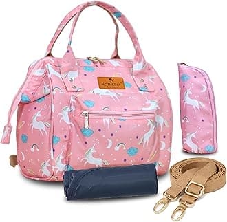 Motherly Nano Diaper Bag for Mothers for Travel – Combo Set with Accessories | Baby Bag for Mother Travel | Diaper Bag for Baby (Unicorn Pink)
